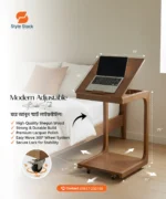 Premium Adjustable Wooden Laptop & Side Table - বেডসাইড ল্যাপটপ টেবিল - Image 3