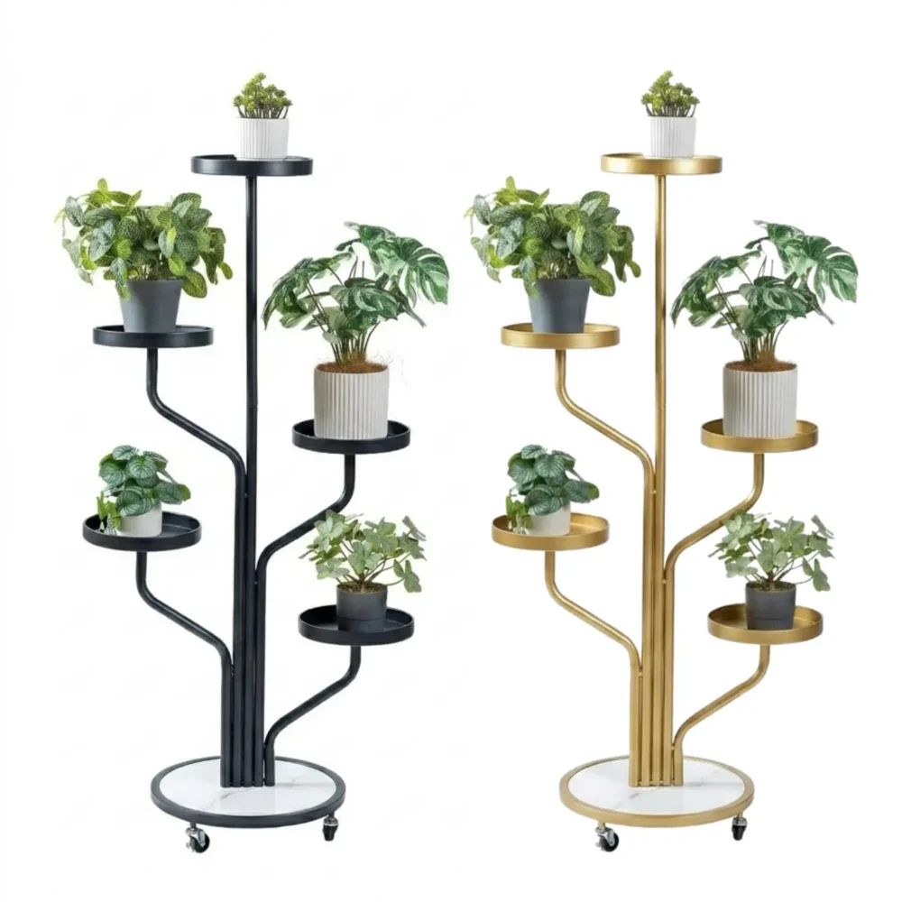 Tree Style Plant Stand – Multi-Level Indoor Plant Rack (Gold & Black) গাছের ডাল ডিজাইনের মাল্টি-লেভেল ইনডোর প্ল্যান্ট স্ট্যাড